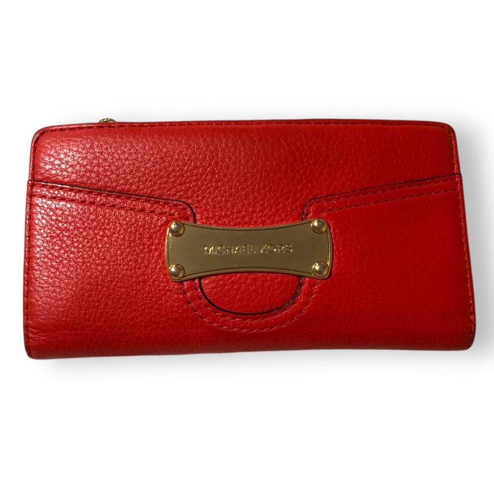 Michael Kors Leather Folding Wallet Orange/Red